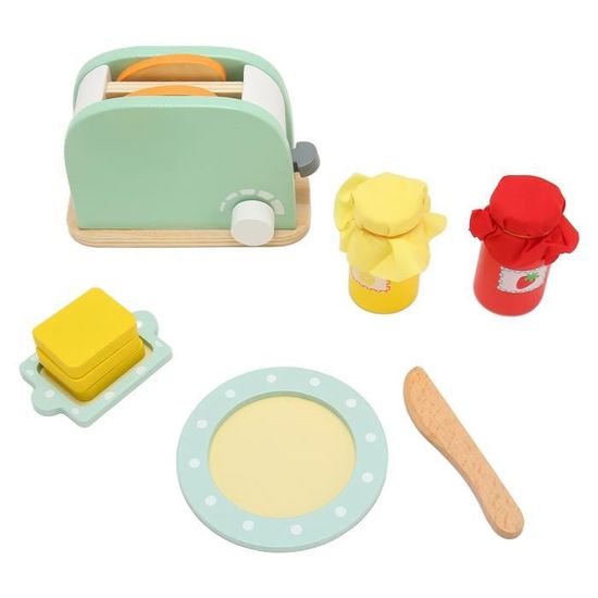 Jouet Grille-pain En Bois Pop-up Avec Accessoires – Jeu D’imitation Cuisine Pour Enfants, Inspiré Montessori, Dès 3 Ans