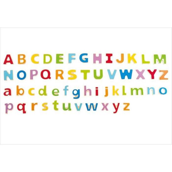 Lettres magnétiques bois Hape - Alphabet majuscule et minuscule magnétique - Bleu - 21x5x18cm - Enfant