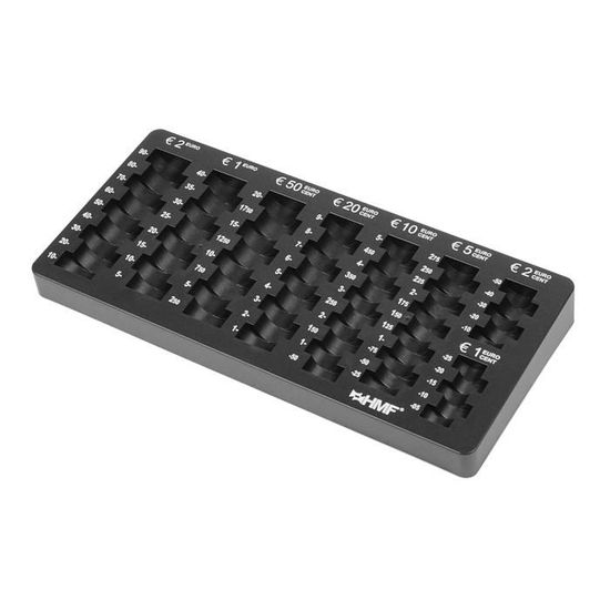 Vassoio Contamonete HMF - Portamonete Euro Con 8 Colonne, Smussato, Nero | 27,5x13x3 Cm - Foto 8