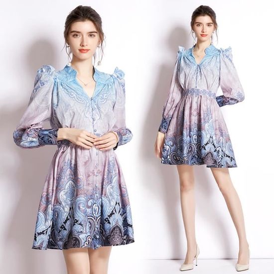 Robe Pull Femme En Tricot - Manches Ballon, Col Roulé, Coupe Ajustée - Pour Automne/hiver Tailles XS-XXL