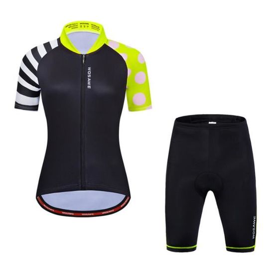 Maillot Cyclisme Femme Été + Cuissard 19D Gel - Tenue VTT Respirante Manches Courtes