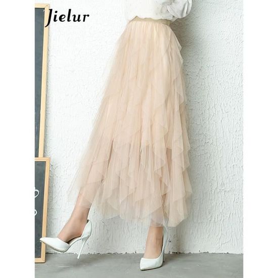 Jupe,Jupe Tutu élastique en Tulle pour femmes, jupe longue plissée, taille  haute, mode coréenne, Kpop, noire-kaki - Type 958 black Blanc - Cdiscount  Prêt-à-Porter