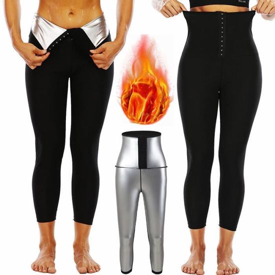 Pantalon De Sudation Femmes, Legging De Sport à Taille Haute Noir Shorts Pour Accélérer