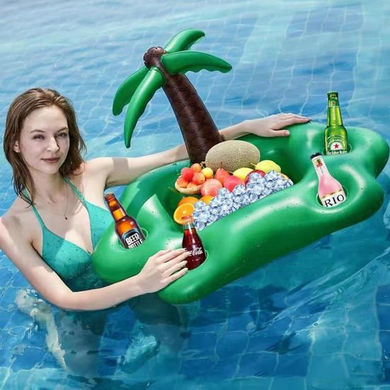 8 Porte-gobelets Gonflables Pour Piscine Et Plage - Pompe Incluse - Motifs Colorés - Stable Pour Boissons