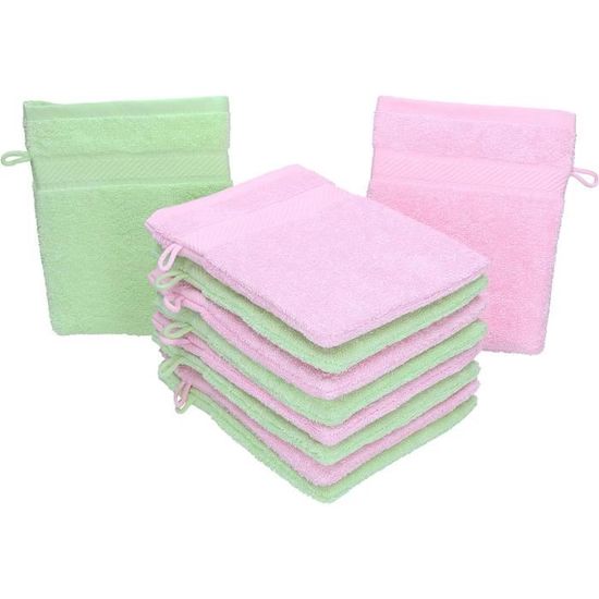 Gants De Toilette Betz Premium (lot De 10) - Vieux Rose Et Turquoise, 16x21 Cm