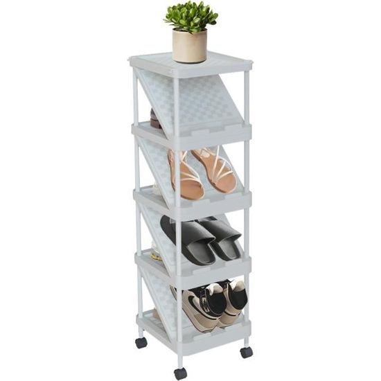 Tour à Chaussures Rotative 6 Niveaux - Peut Contenir 24 Paires, Blanc, Dimensions 137x60x60 Cm, Rotation 360°