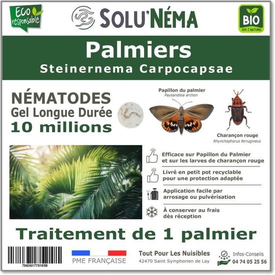 SOLUNEMA - Nématodes SC Contre Papillons du Palmier et Charençon Rouge - 10 millions Steinernema Carpocapsae