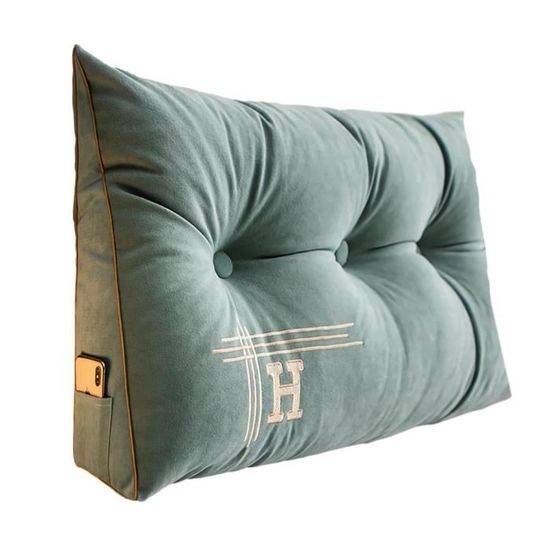 OHMG Coussin De Lecture XL 160cm Lin Triangulaire - Support Lombaire Canapé, Oreiller Tête De Lit Et Dos, Confort Premium