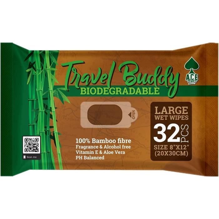 Bambooco Lot De 40 Grandes Lingettes Humides Biodégradables - Luxe Sans Rinçage Pour Douche Et Bain