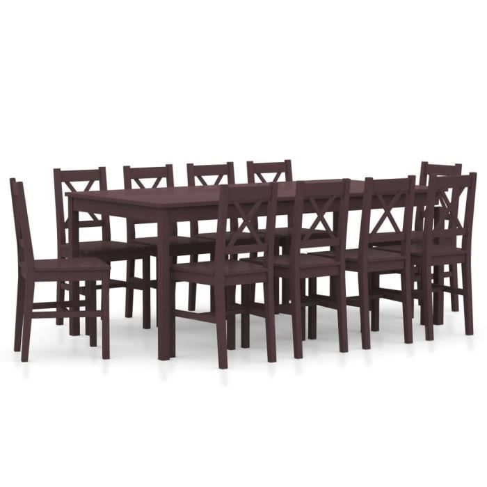 Ensemble de salle à manger 11 pcs Pinède Marron foncé - CWU