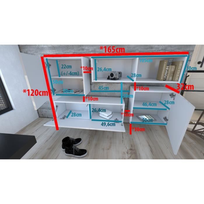 Ensemble de 4 meubles suspendus en noir