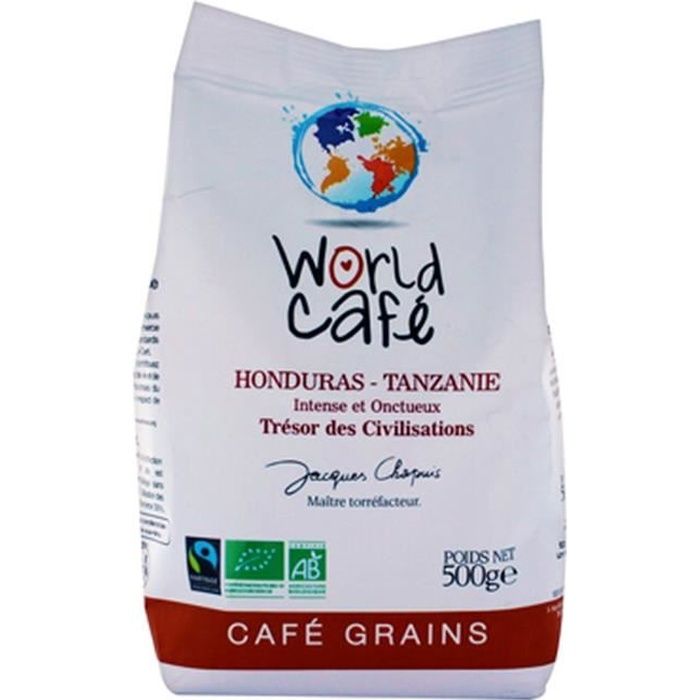 Café grains BIO Honduras - Tanzanie - World Café Jacques Chapuis - paquet 500g