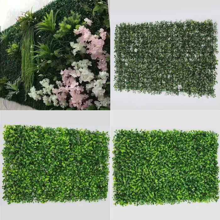 Haie artificielle en boîte 60x40cm, Faux tapis de lierre mural vert, clôture pour mur de jardin, ivy fence, green fenceivy fake