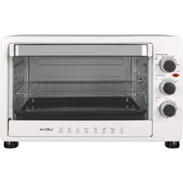 WOLTU BF12ws Mini Four 32 litres avec minuterie Plateau ramasse-miettes Amovible 100-250 ℃ 1600W,Mini Four pour Pizza Pain Ailes de