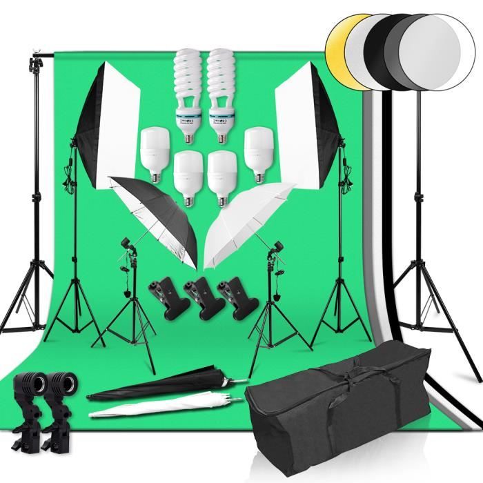 Kit d'éclairage continu de parapluie de boîte à lumière de photographie 2 * 3 mètres de fond, utilisé pour la prise de vue en direct