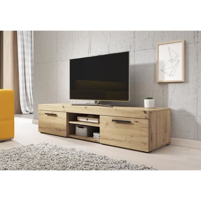PARIS Meuble TV contemporain décor Chêne d'or - 140 cm