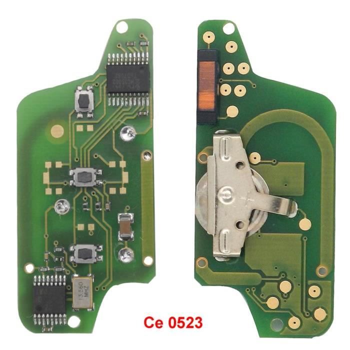 Coque clé,Circuit électronique à 3 boutons, pour citroën C2, C4, C5, C6, Picasso 2008 et Peugeot 207, 307 - Type 3B CE523 - ASK