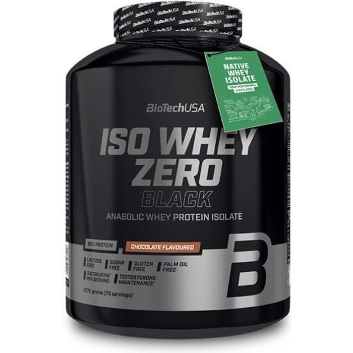 Iso Whey Zero BLACK 2270g CHOCOLAT Biotech USA 90% de Proteines