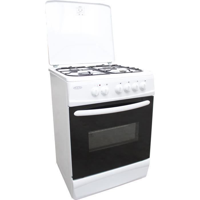 Brandy Best BCGE60B Cuisinière blanche 60cm 4 gaz four électrique