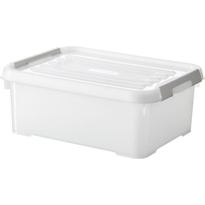 CURVER - Handy box - Plus 12L + clips gris avec couvercle 100% recyclée