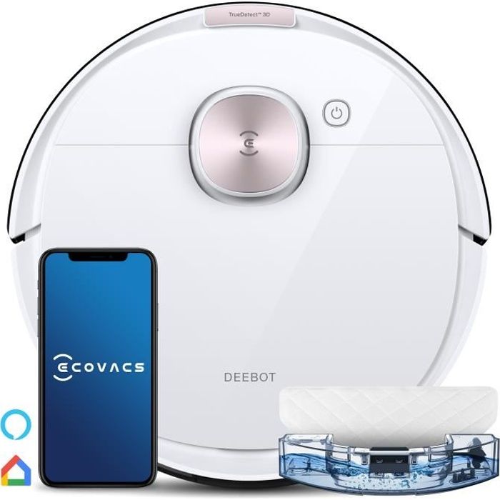 Ecovacs Deebot OZMO T8 Pure- Robot aspirateur et laveur-Navigation laser dToF- évitement intelligent des objets- autonomie de 180min
