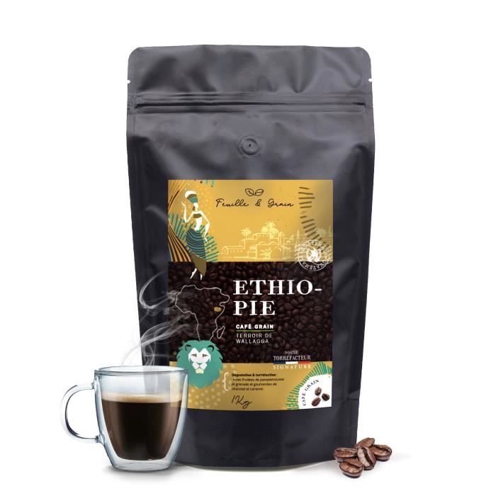 Ethiopie - Café Grain 1kg - Torréfaction Artisanale Française - Sélection de Grains Arabica - Très gourmand et puissant