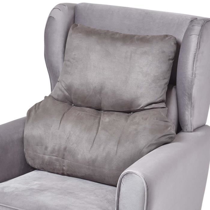 Coussin lombaire ergonomique en suédine, Gris foncé