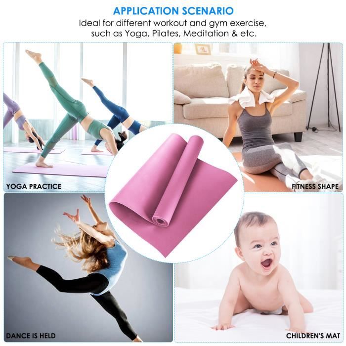 IFCOW® Tapis de yoga EVA Tapis de fitness antidérapant Exercice Fitness Pilates Méditation-173 * 60 * 0.4cm (rose)