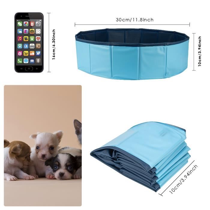 Baignoire de piscine pliable en PVC pour animaux de compagnie (bleu 30 * 10)