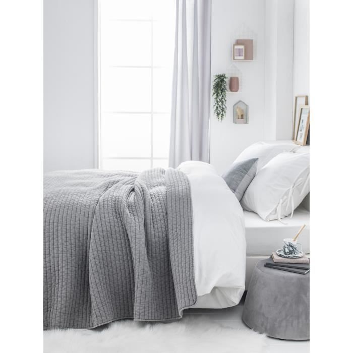 TODAY Couvre lit boutis STOCKHOLM QUARTZ 220x240 cm gris