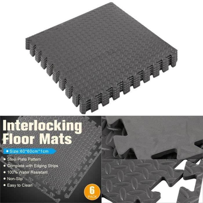 48pcs Tapis d'exercice Puzzle avec Carreaux Emboîtables en mousse EVA pour gymnastique et maison Gym Revêtement de sol