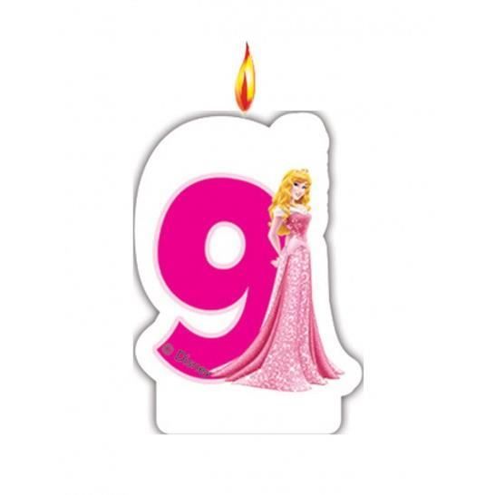 Bougie chiffre anniversaire disney princess 9 ans