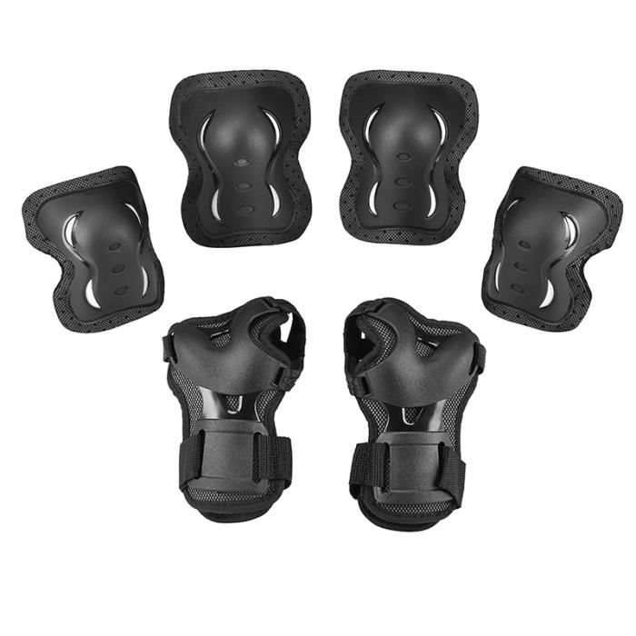 PROTEGE-CHEVILLES - CHEVILLERE,Skybulls 6 pièces-ensemble patinage équipement de protection ensemble genouillère - Type Black-S