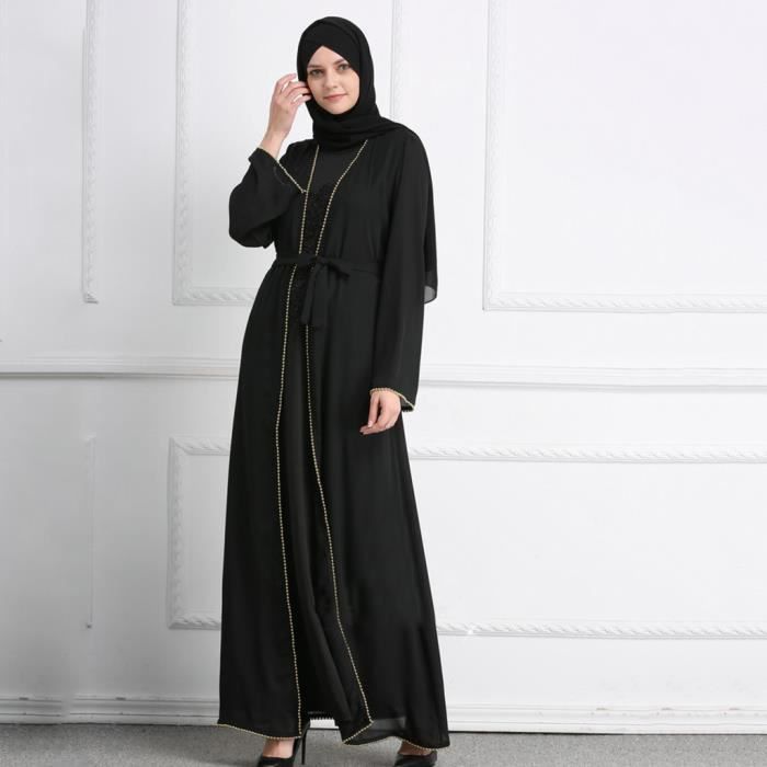 Été musulman chaud Rrilling perles mode perles brodées robes amples