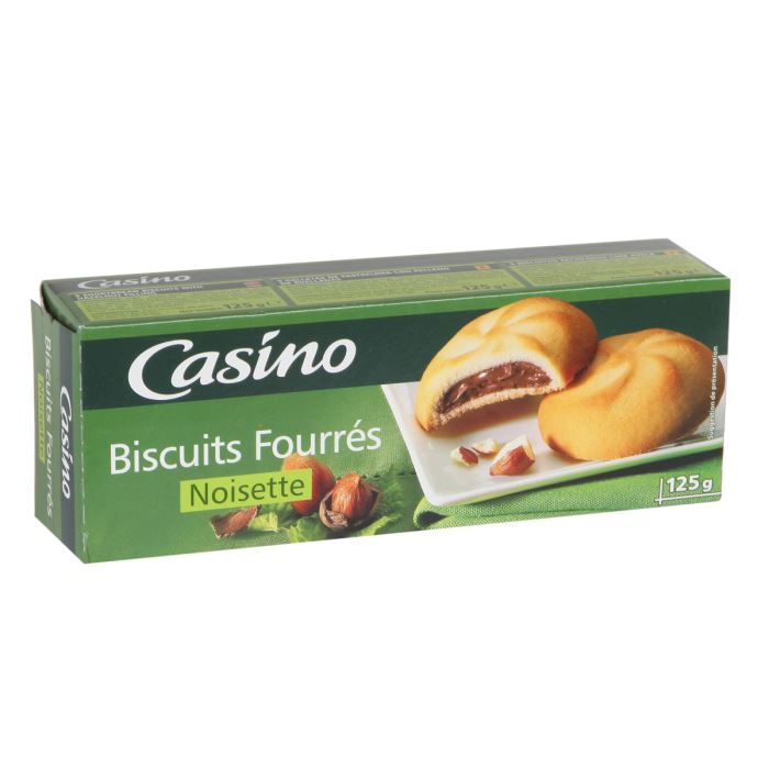 CASINO Biscuits fourrés à la noisette - 125 g