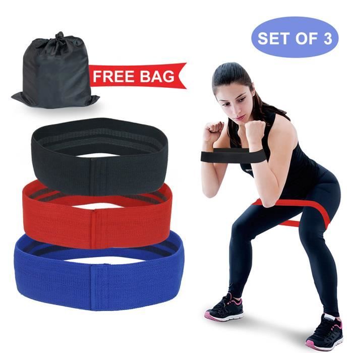 SURENHAP 3PCS Ceintures Élastique Bandes de Résistance sportive ceintures de yoga élastiques bandes extensibles avec sac C