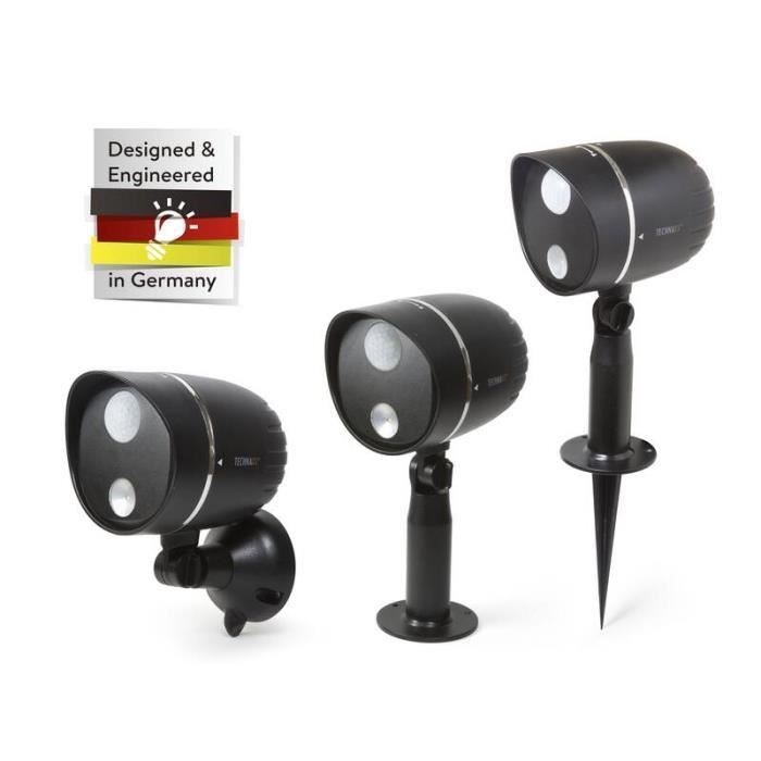 Projecteur extérieur avec détecteur de mouvements x Lumière LED avec luminosité de 250 lumens (3 W) jusqu'à 5 m · détec