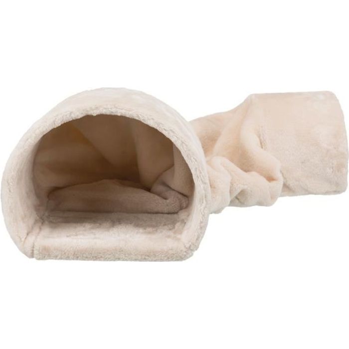 Tunnel douillet peluche - 27 × 21 × 80 cm - Beige - Pour lapins et petits rongeurs