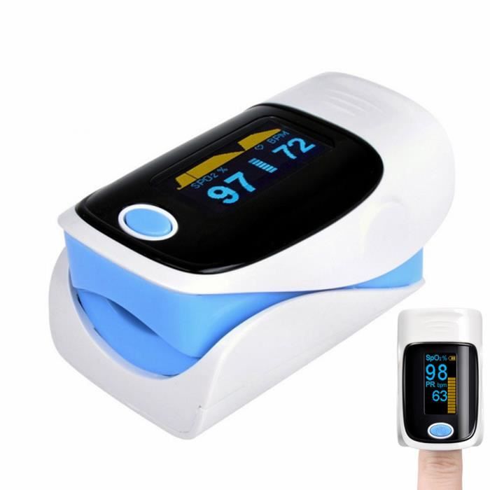 Doigt Ménage Impulsion Doigt Clip Oxymètre Enfant Contrôle Bout Doigts Écran LED Montre Fréquence Cardiaque,BLEU