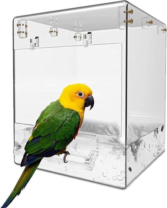 Comparer les prix de Baignoire à oiseaux puissante, cage à oiseaux suspendue, bol de bain à oiseaux Transparent, maison de bain à oiseaux