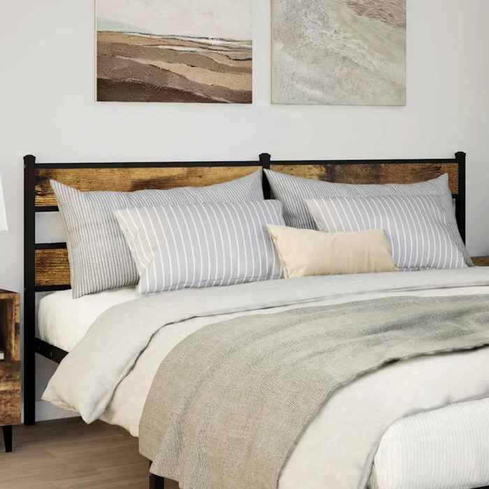 vidaXL Tête de lit de remplacement chêne fumé 180 cm fer et bois dingénierie 4017089