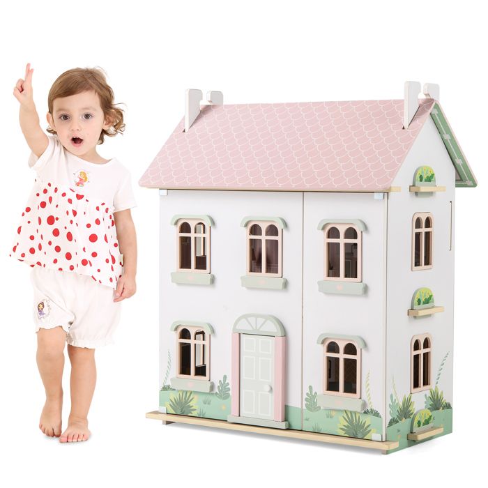 SALALIS Lit de maison de poupée Mini lit en plastique avec oreiller et drap pour maison de