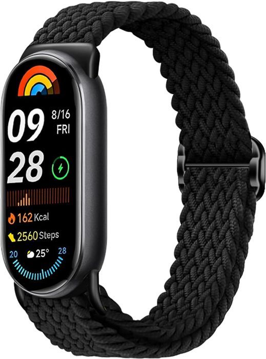 Bracelet Compatible Mi Band 8/Mi Band 9 Tressée Solo Loop pour Mi 8 9 NFC Remplacement Réglable Nylon Élastique Bracelet