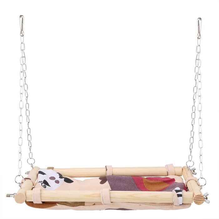 Meilleurs prix pour Hamac en toile pour animaux de compagnie cage suspendue en bois pour oiseaux perroquet jeu balançoire jouet