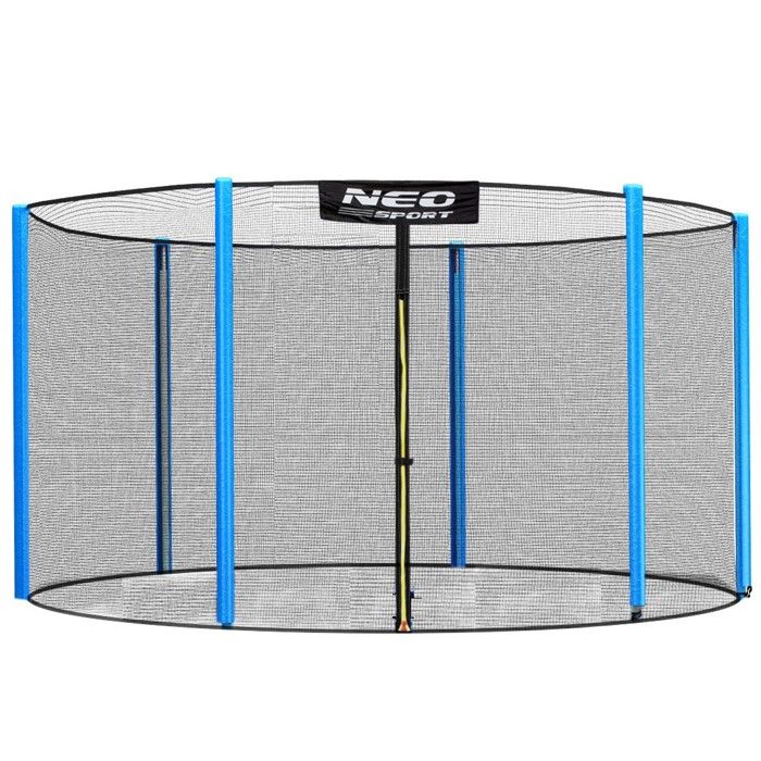 Filet de sécurité pour trampoline - JANSHOP - 252 cm (8ft) - 6 poteaux - PE haute densité - Fermeture éclair
