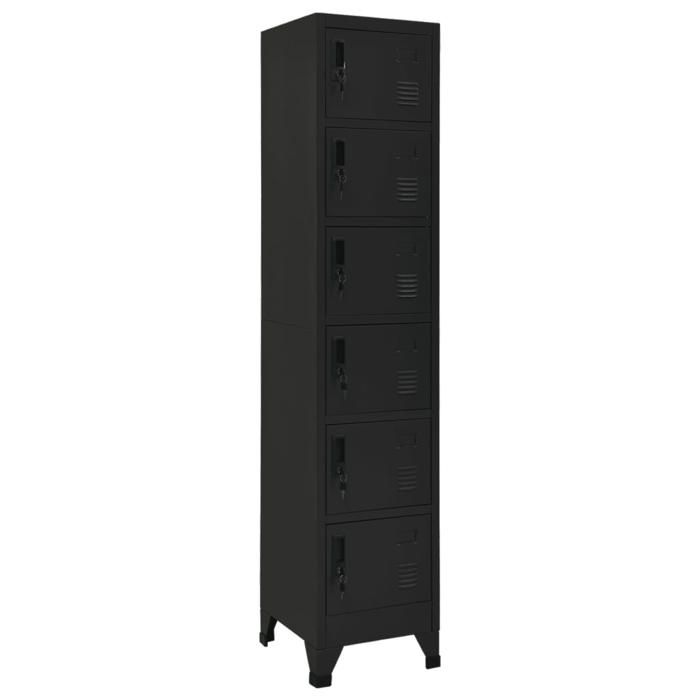 RemiseArmoire à casiers - JMS - Armoire de bureau Industriel Noir 38x40x180 cm Acier MAISON2025 53684