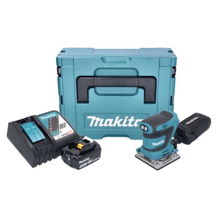 Makita DBO 484 RF1J ponceuse orbitale sans fil 18 V 112 x 102 mm + 1x batterie 3 0 Ah + chargeur + Makpac - vue 2