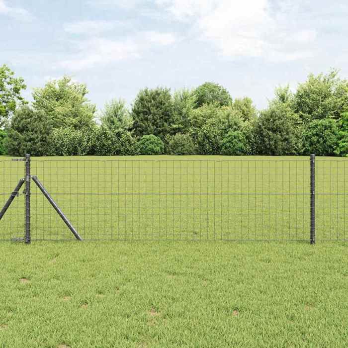 vidaXL Poteau de clôture. 7 pcs Gris Acier 42004206