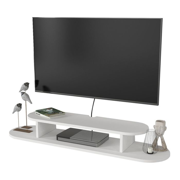 Meuble TV Targema mural 120 x 30 x 16 cm blanc