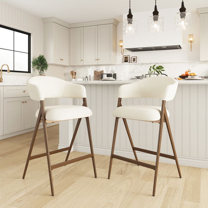 Lot de 2 chaises de bar – Tabourets modernes confortable en tissu pour comptoir - structure en métal